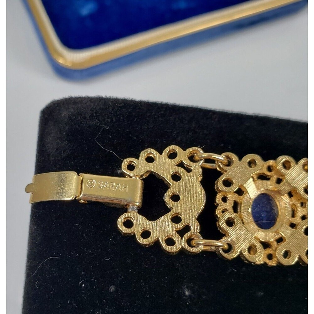 Vintage 1975 Sarah Coventry Victorian Blue Bracelet With Adjustable Ring Set - Picture 8 of 16